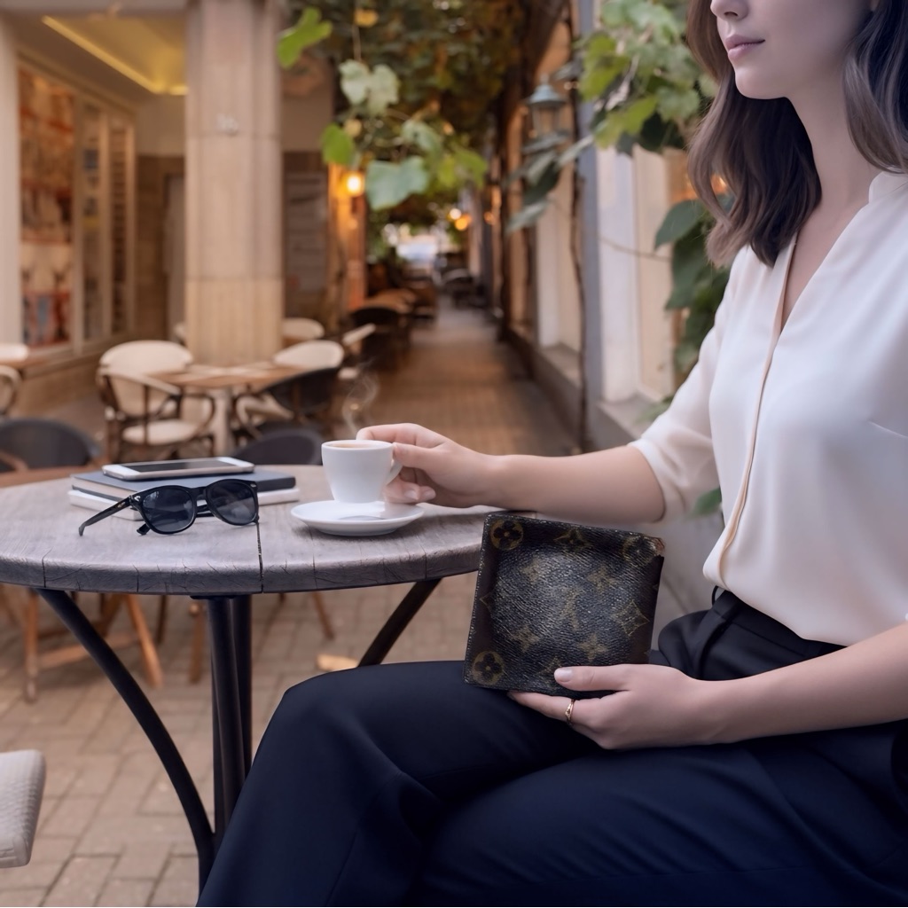 Louis Vuitton Gold And Brown Monogram Card Holder
